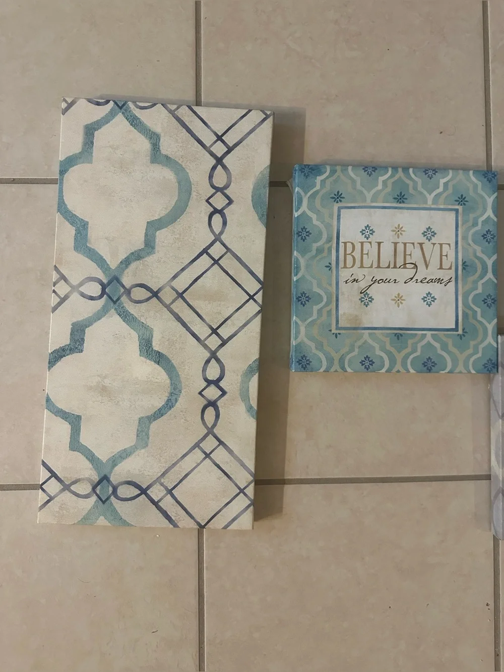 Set of 3 Blue & Gray Wall Art Canvases